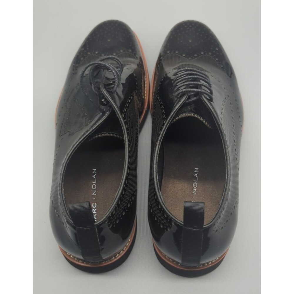 Marc Nolan Oscar Black Patent Leather Wholecut Brogue Sneakers Mens 8 Pad Insole - Picture 7 of 12